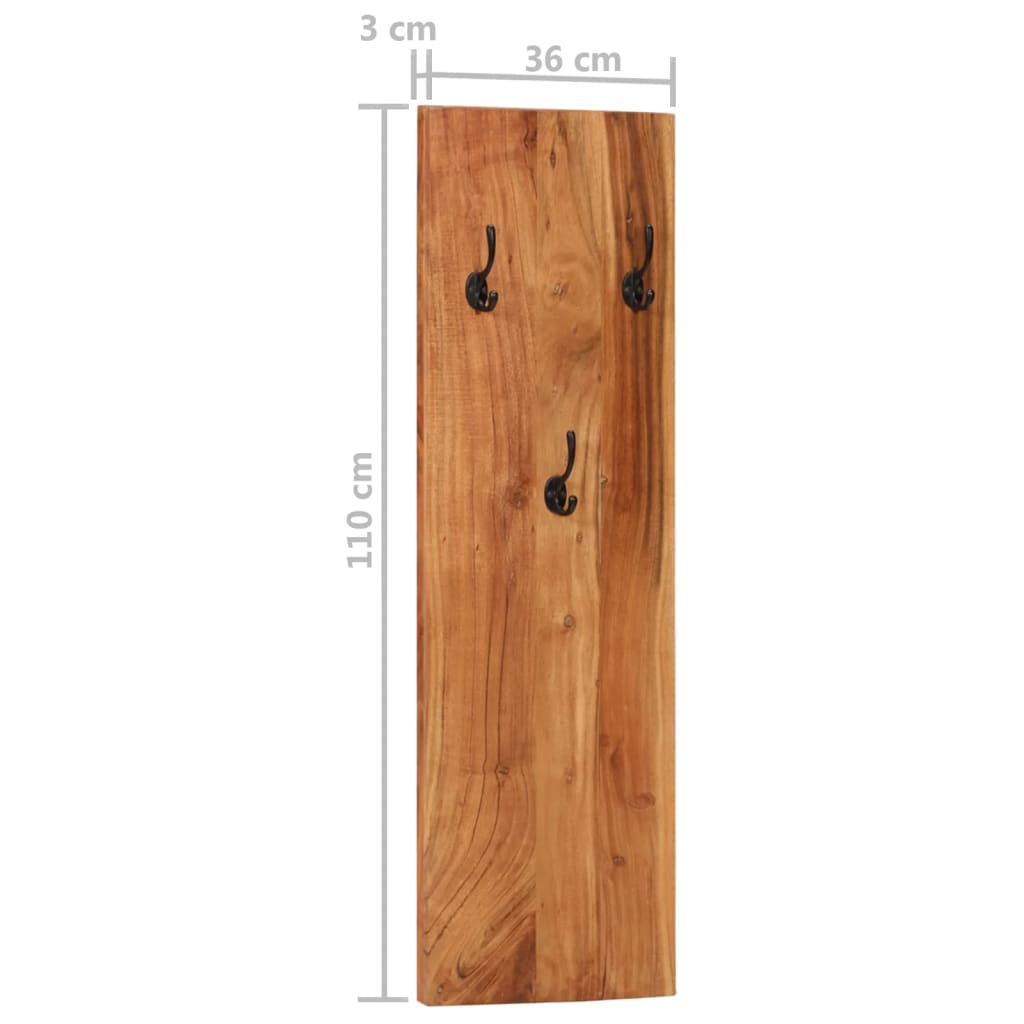 vidaXL Porte-manteaux muraux 2 pcs 36x3x110 cm Bois d'acacia massif