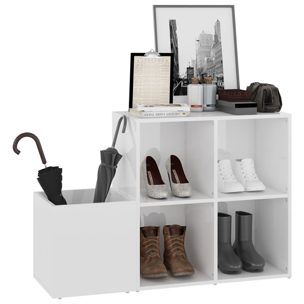 vidaXL Armoire à chaussures Blanc brillant 105x35,5x70 cm Aggloméré