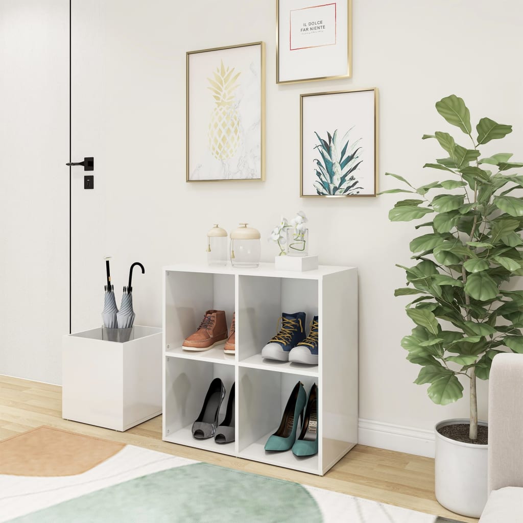 vidaXL Armoire à chaussures Blanc brillant 105x35,5x70 cm Aggloméré