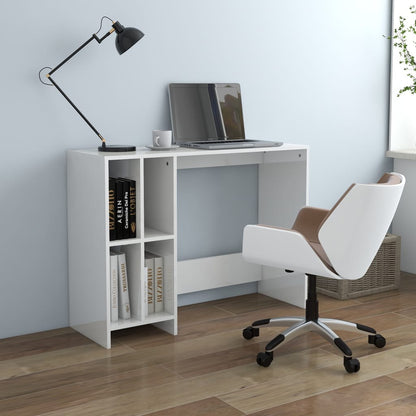 vidaXL Bureau d'ordinateur portable Blanc brillant 102,5x35x75 cm