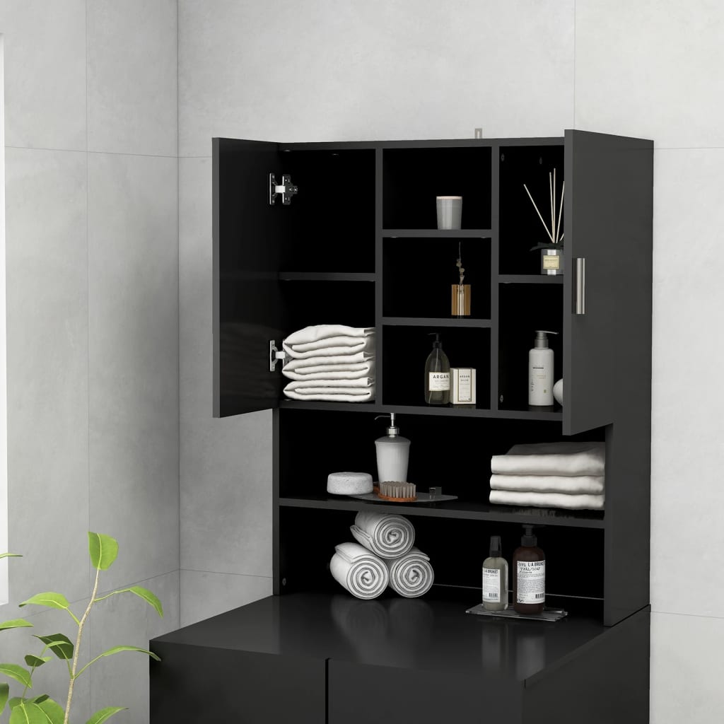 vidaXL Meuble pour machine à laver Noir 70,5x25,5x90 cm