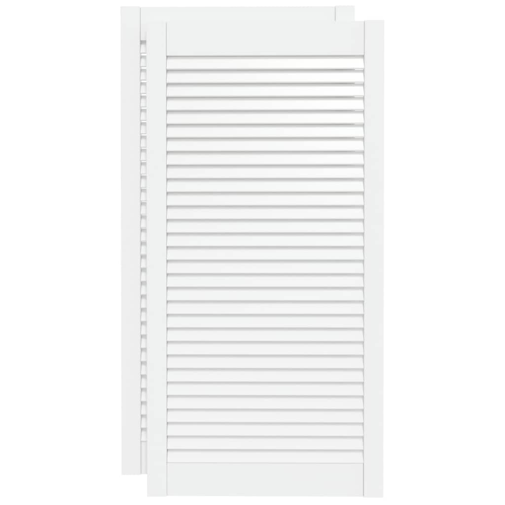 vidaXL Portes d'armoire à persiennes 2pcs blanc 99,3x49,4cm pin massif