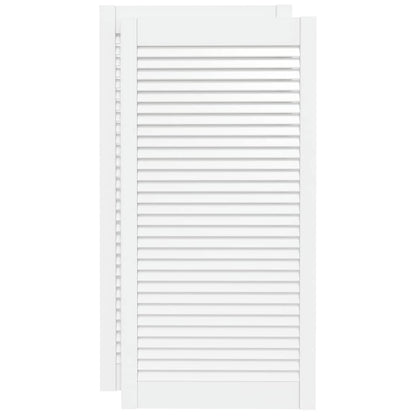 vidaXL Portes d'armoire à persiennes 2pcs blanc 99,3x49,4cm pin massif