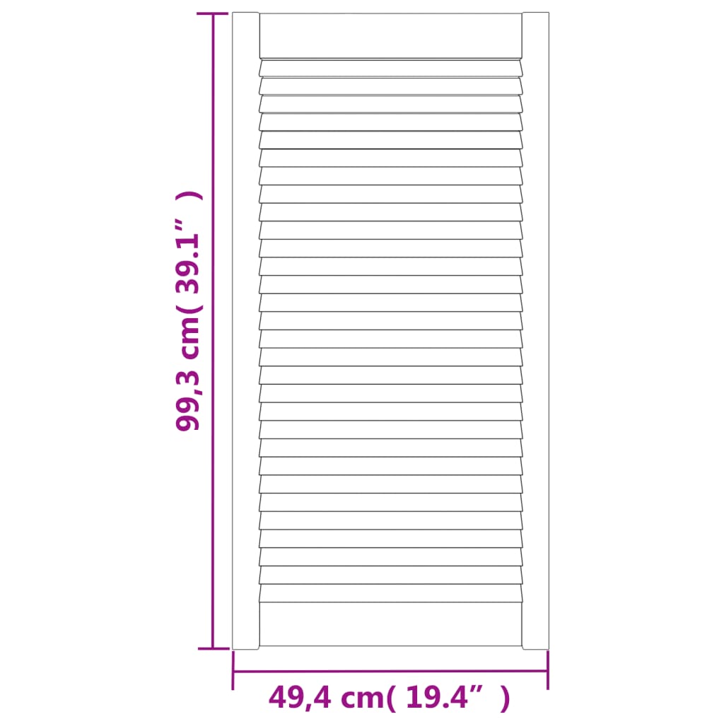 vidaXL Portes d'armoire à persiennes 2pcs blanc 99,3x49,4cm pin massif