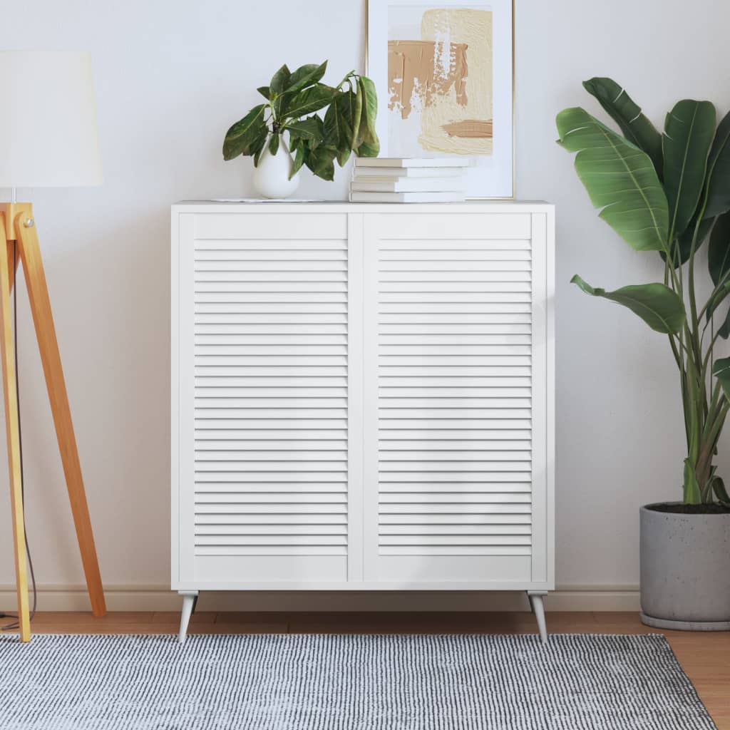 vidaXL Portes d'armoire à persiennes 2pcs blanc 99,3x49,4cm pin massif