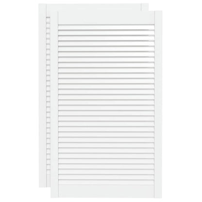 vidaXL Portes d'armoire à persiennes 2pcs blanc 99,3x59,4cm pin massif
