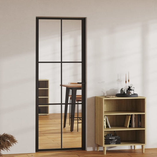 vidaXL Porte intérieure Verre ESG et aluminium 76x201,5 cm Noir