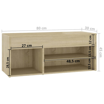 vidaXL Banc à chaussures Chêne sonoma 80x30x45 cm Aggloméré