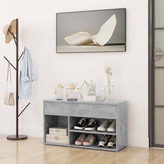 vidaXL Banc à chaussures Gris béton 80x30x45 cm Aggloméré