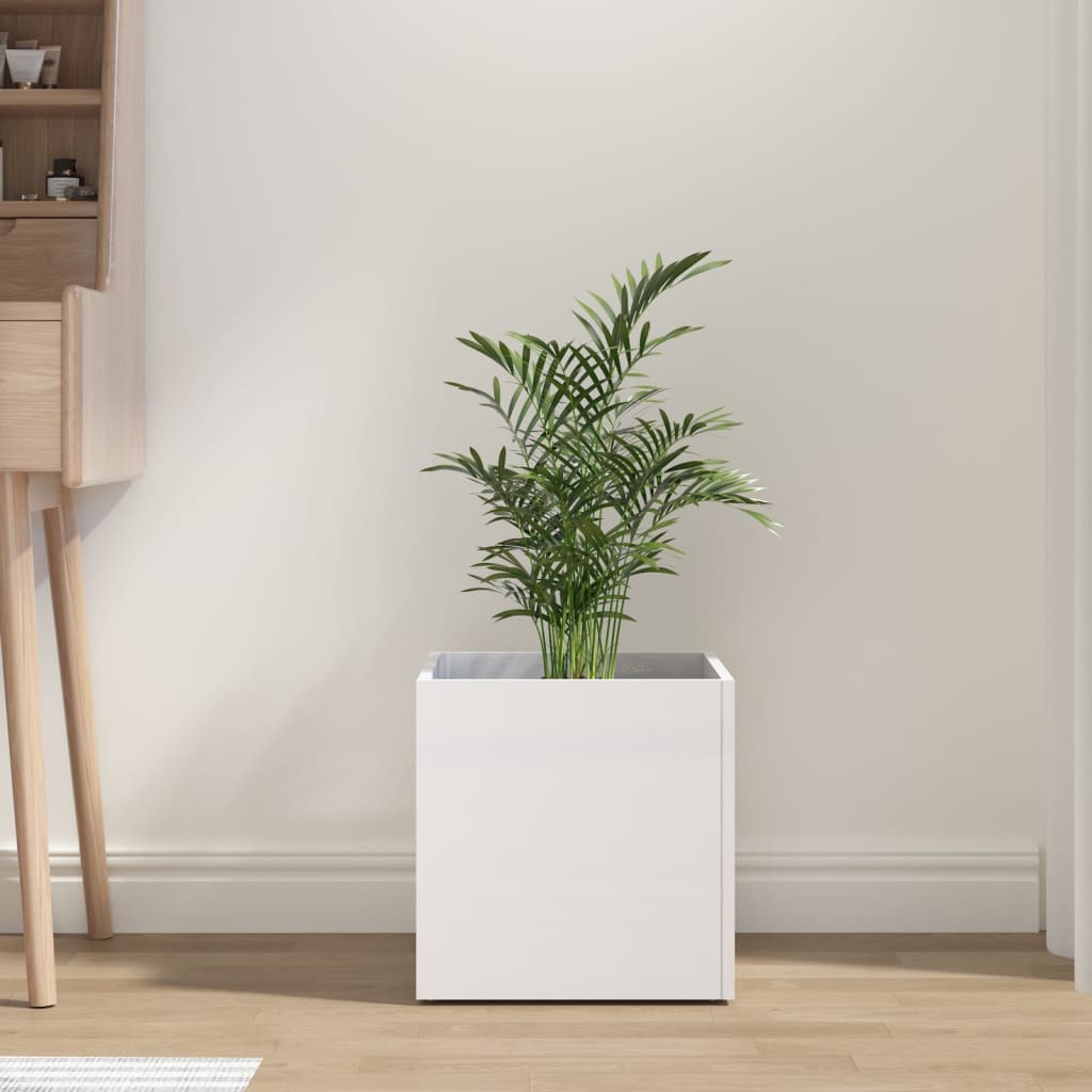 vidaXL Jardinière Blanc brillant 40x40x40 cm Bois d'ingénierie