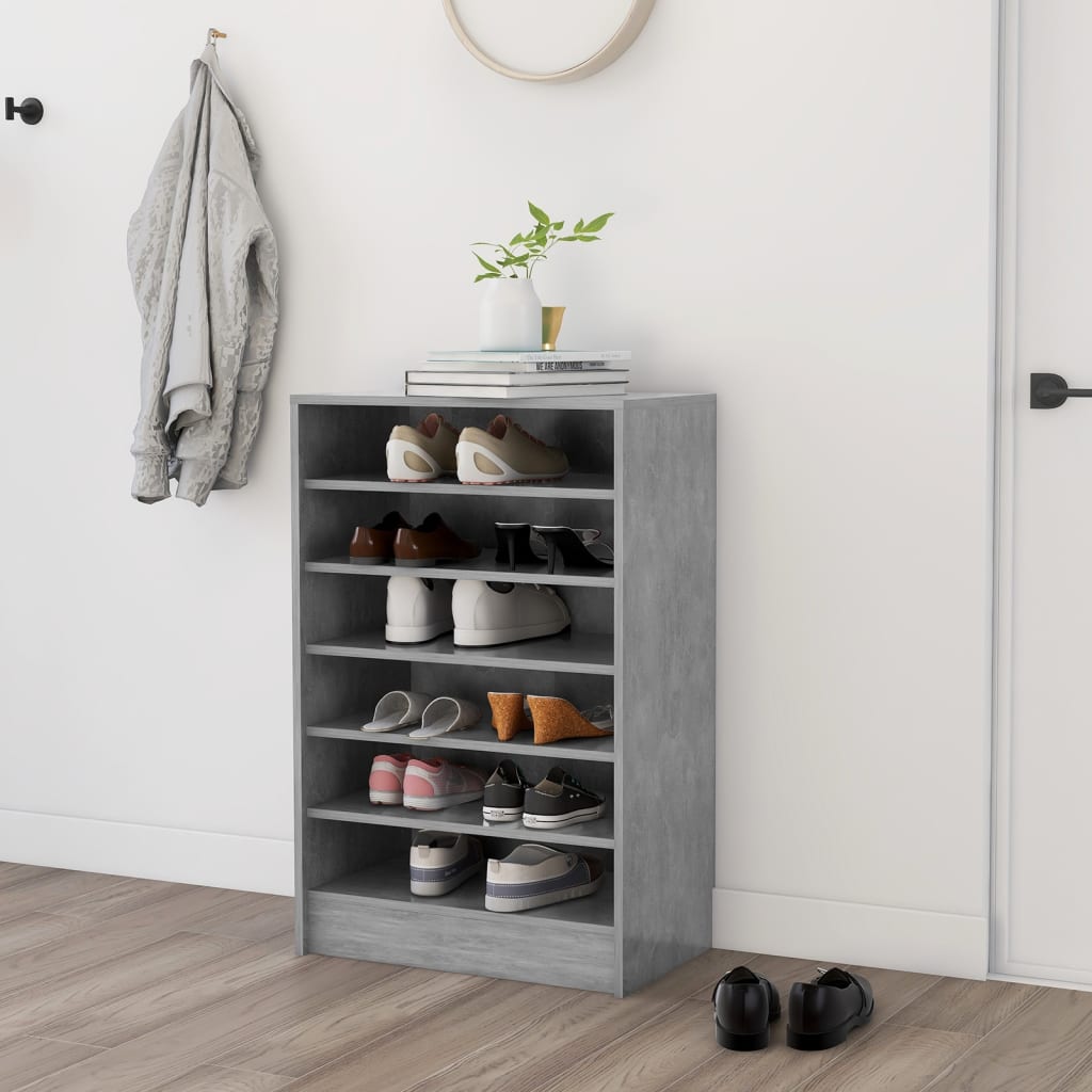 vidaXL Armoire à chaussures Gris béton 60x35x92 cm Aggloméré
