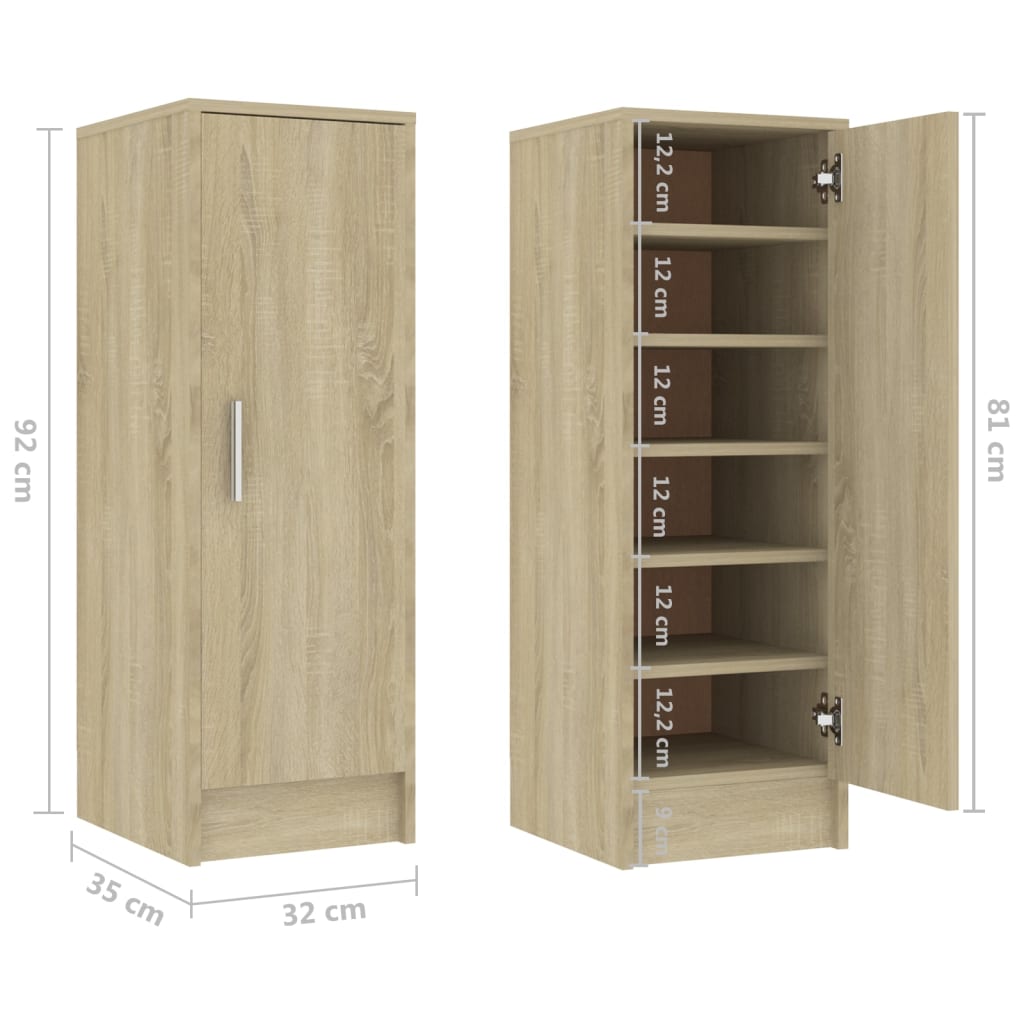 vidaXL Armoire à chaussures Chêne Sonoma 32x35x92 cm Aggloméré