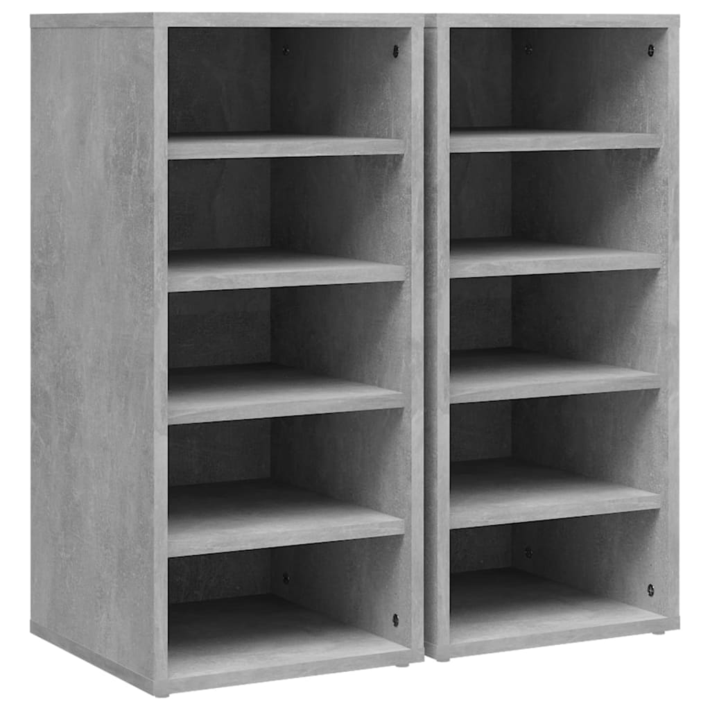 vidaXL Armoires à chaussures 2 pcs Gris béton 31,5x35x70 cm Aggloméré