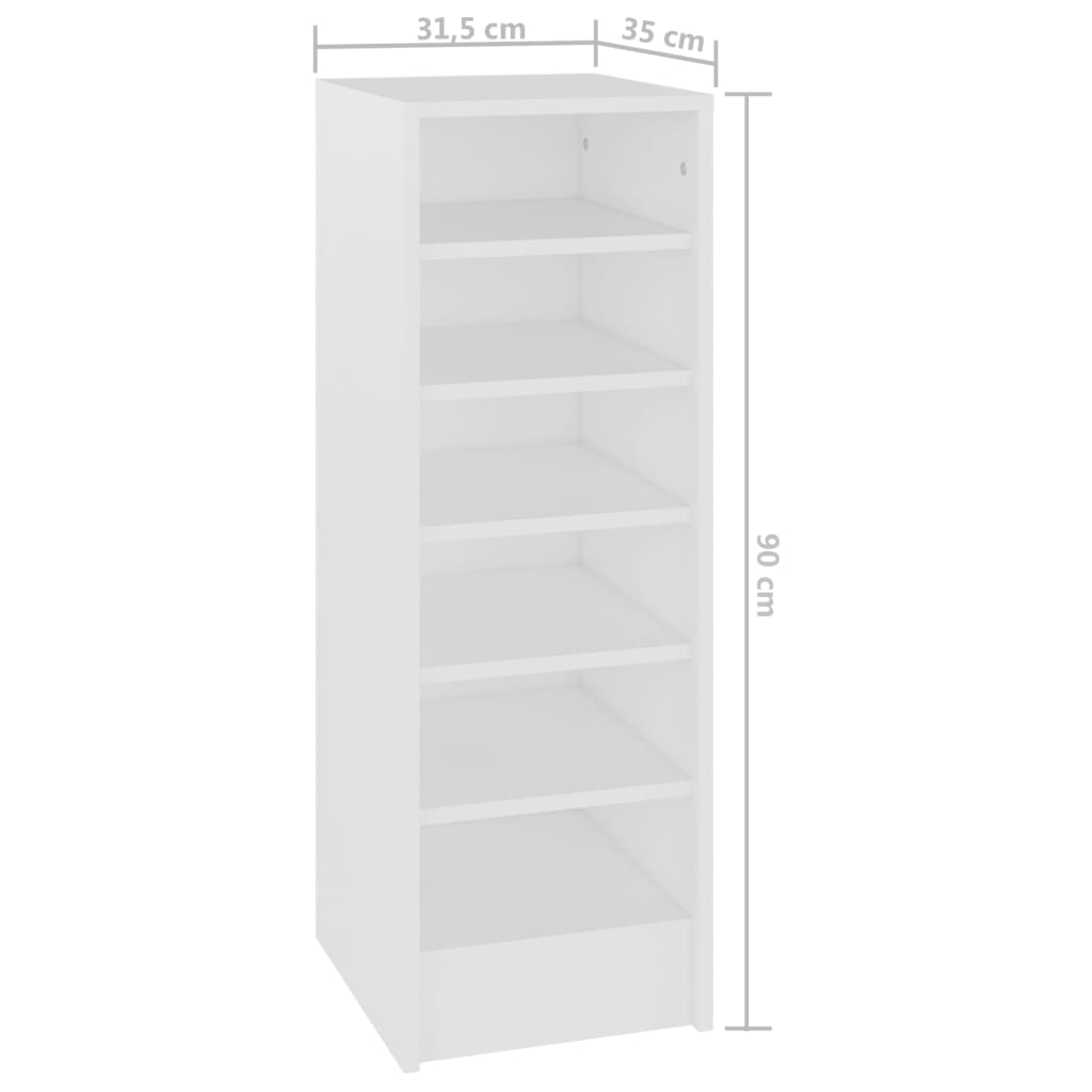 vidaXL Armoire à chaussures Blanc 31,5x35x90 cm Aggloméré