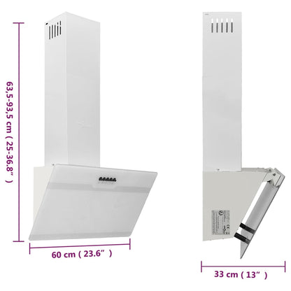 vidaXL Hotte murale 60 cm Acier et verre trempé Blanc