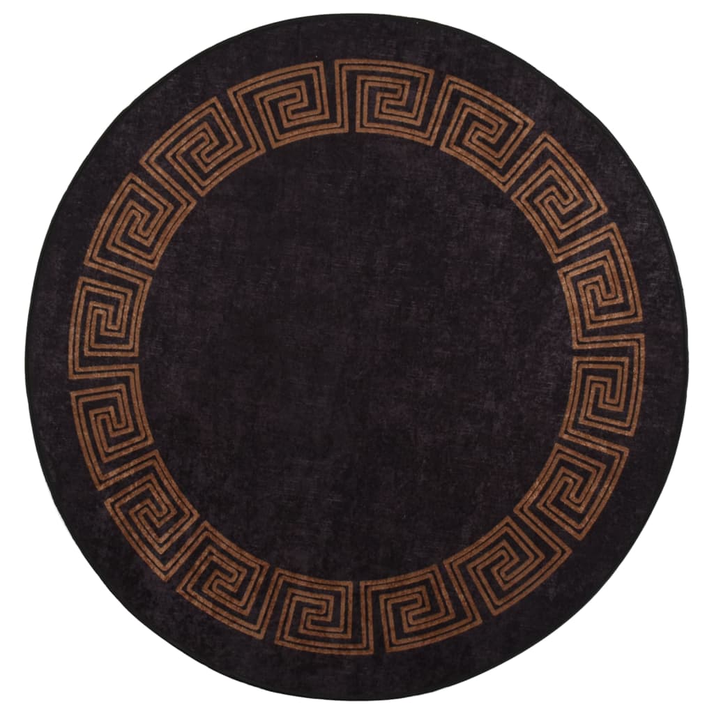 vidaXL Tapis lavable antidérapant φ120 cm Noir et doré