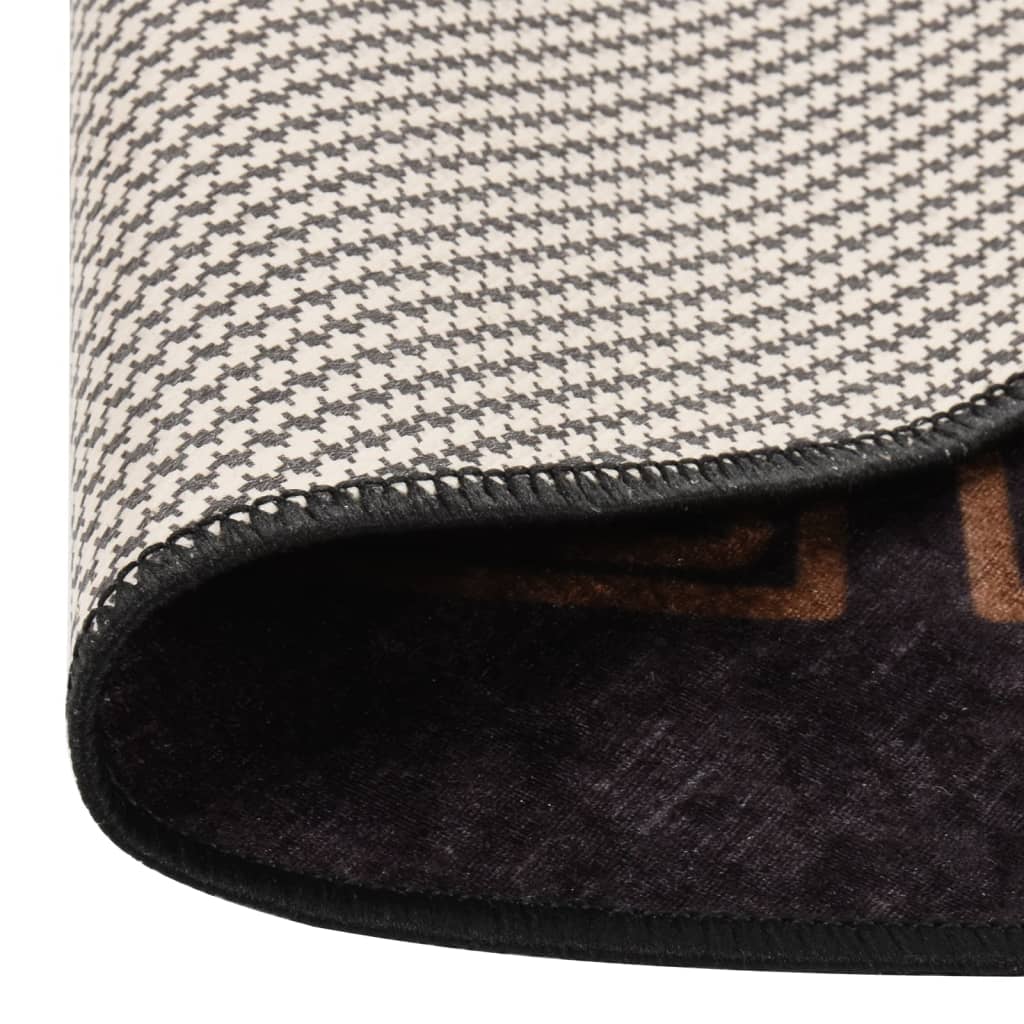 vidaXL Tapis lavable antidérapant φ120 cm Noir et doré