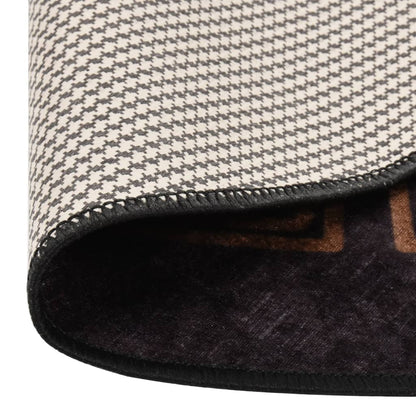 vidaXL Tapis lavable antidérapant φ120 cm Noir et doré