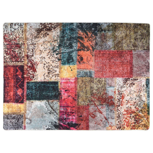 vidaXL Tapis lavable antidérapant Patchwork 120x180 cm Multicolore
