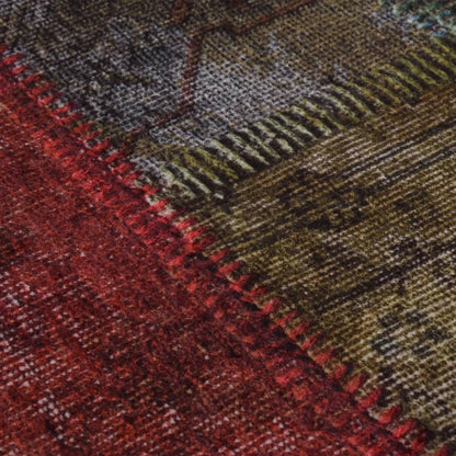 vidaXL Tapis lavable antidérapant Patchwork φ120 cm Multicolore