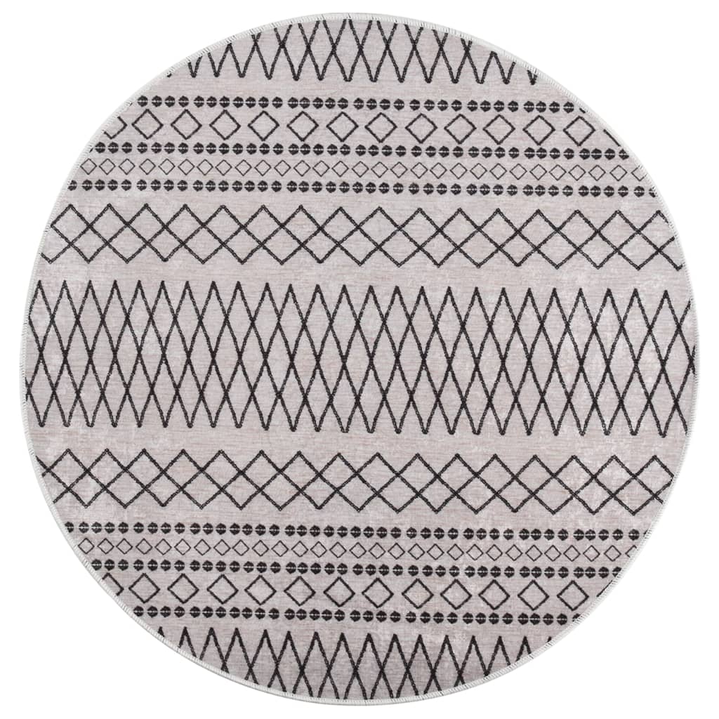 vidaXL Tapis lavable antidérapant φ120 cm Noir et blanc