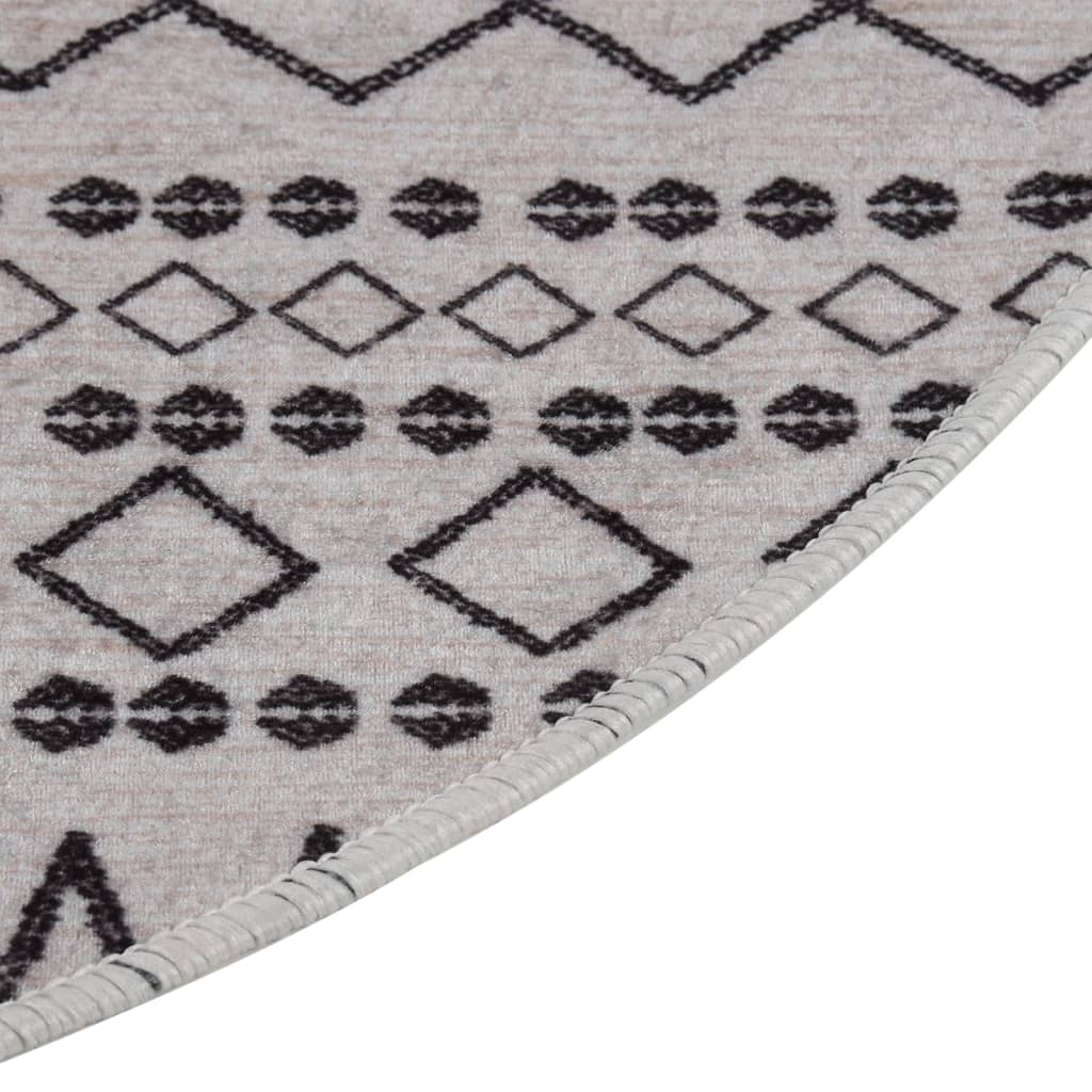 vidaXL Tapis lavable antidérapant φ120 cm Noir et blanc