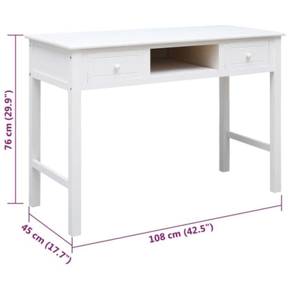 vidaXL Buffet Blanc 108x45x76 cm Bois de Paulownia massif
