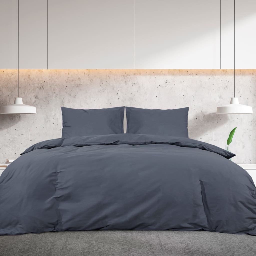vidaXL Ensemble de housse de couette Anthracite 220x240 cm Microfibre