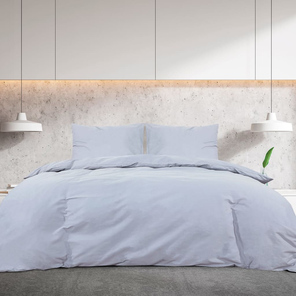 vidaXL Ensemble de housse de couette Gris 240x220 cm Microfibre légère