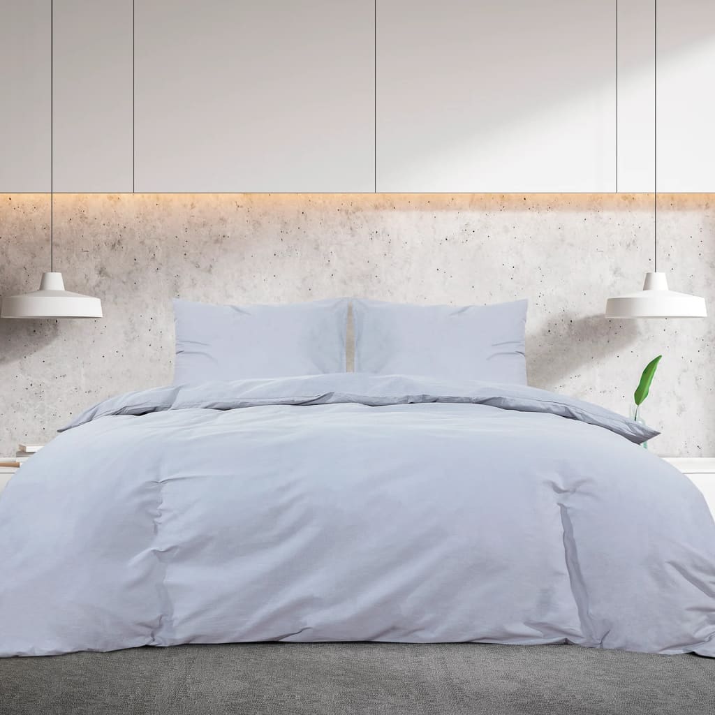 vidaXL Ensemble de housse de couette Gris 200x200 cm Microfibre légère