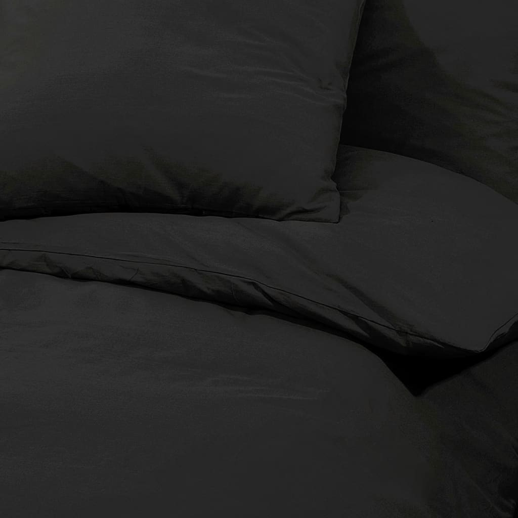 vidaXL Ensemble de housse de couette Noir 140x200 cm Microfibre légère