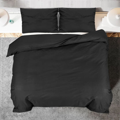 vidaXL Ensemble de housse de couette Noir 200x200 cm Microfibre légère