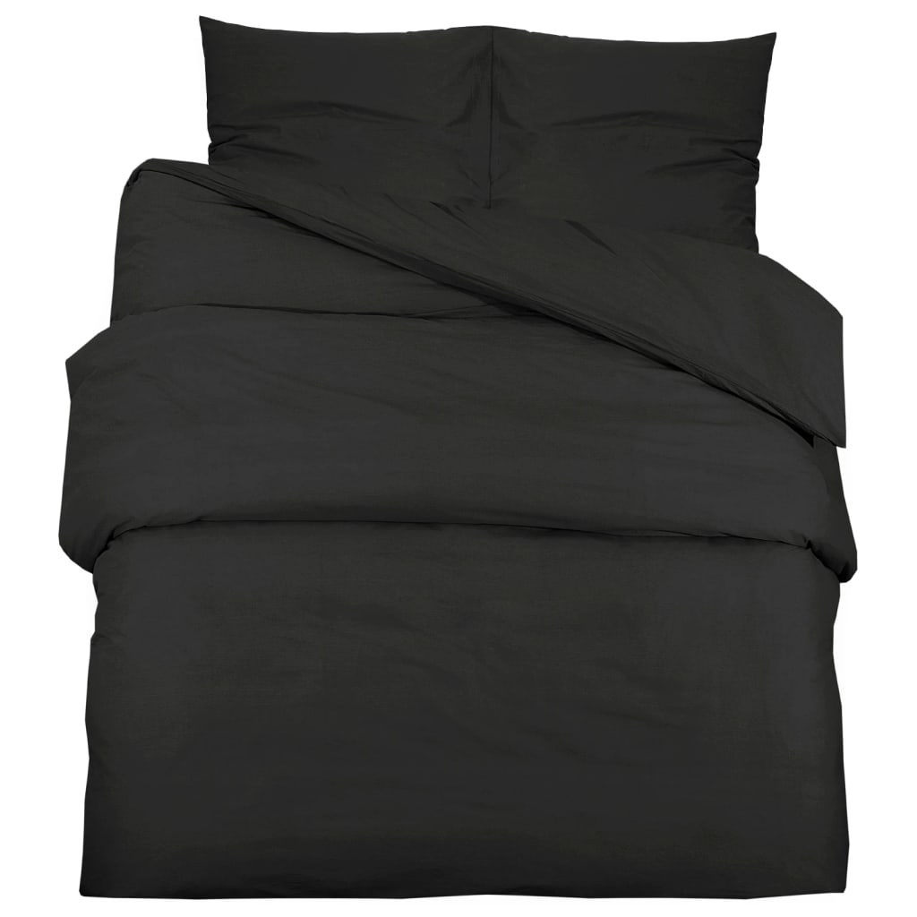 vidaXL Ensemble de housse de couette Noir 240x220 cm Microfibre légère