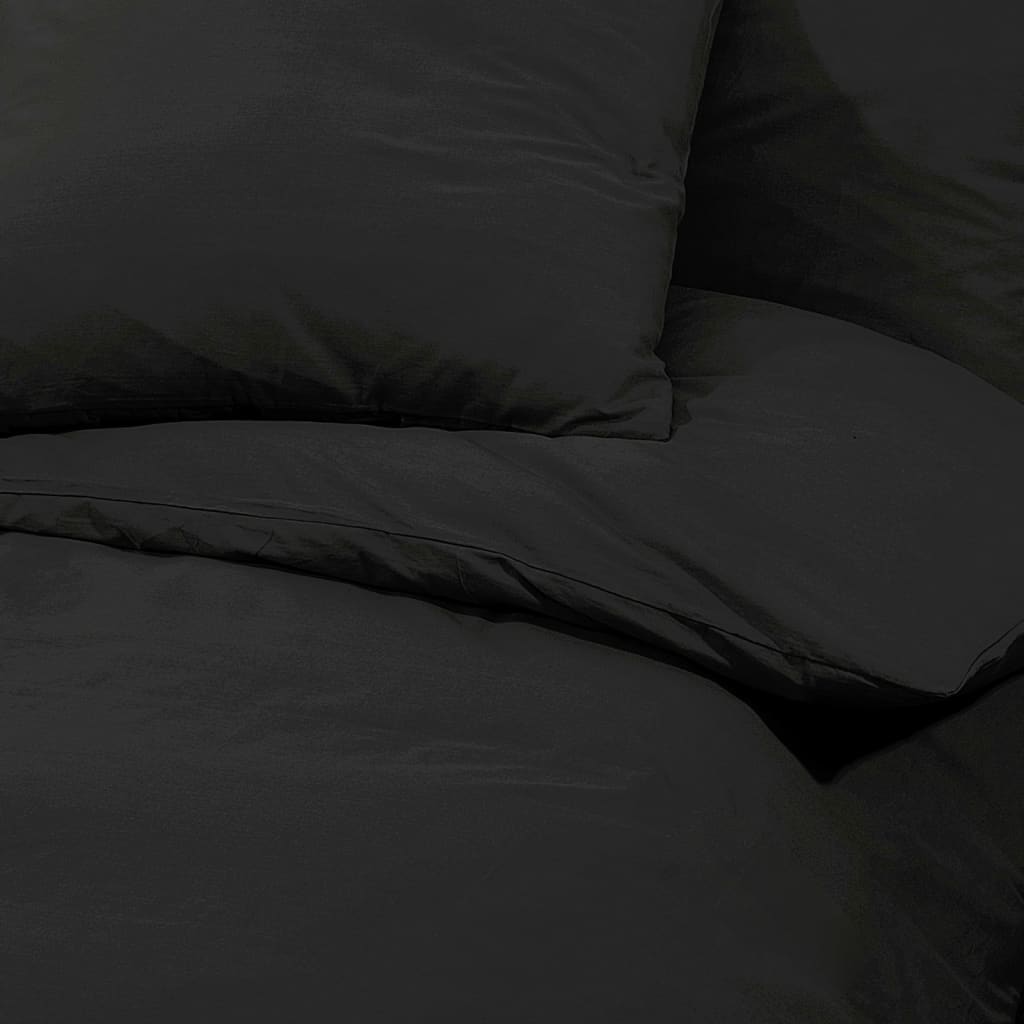 vidaXL Ensemble de housse de couette Noir 200x200 cm Microfibre légère
