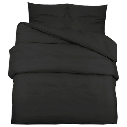 vidaXL Ensemble de housse de couette Noir 220x240 cm Microfibre légère