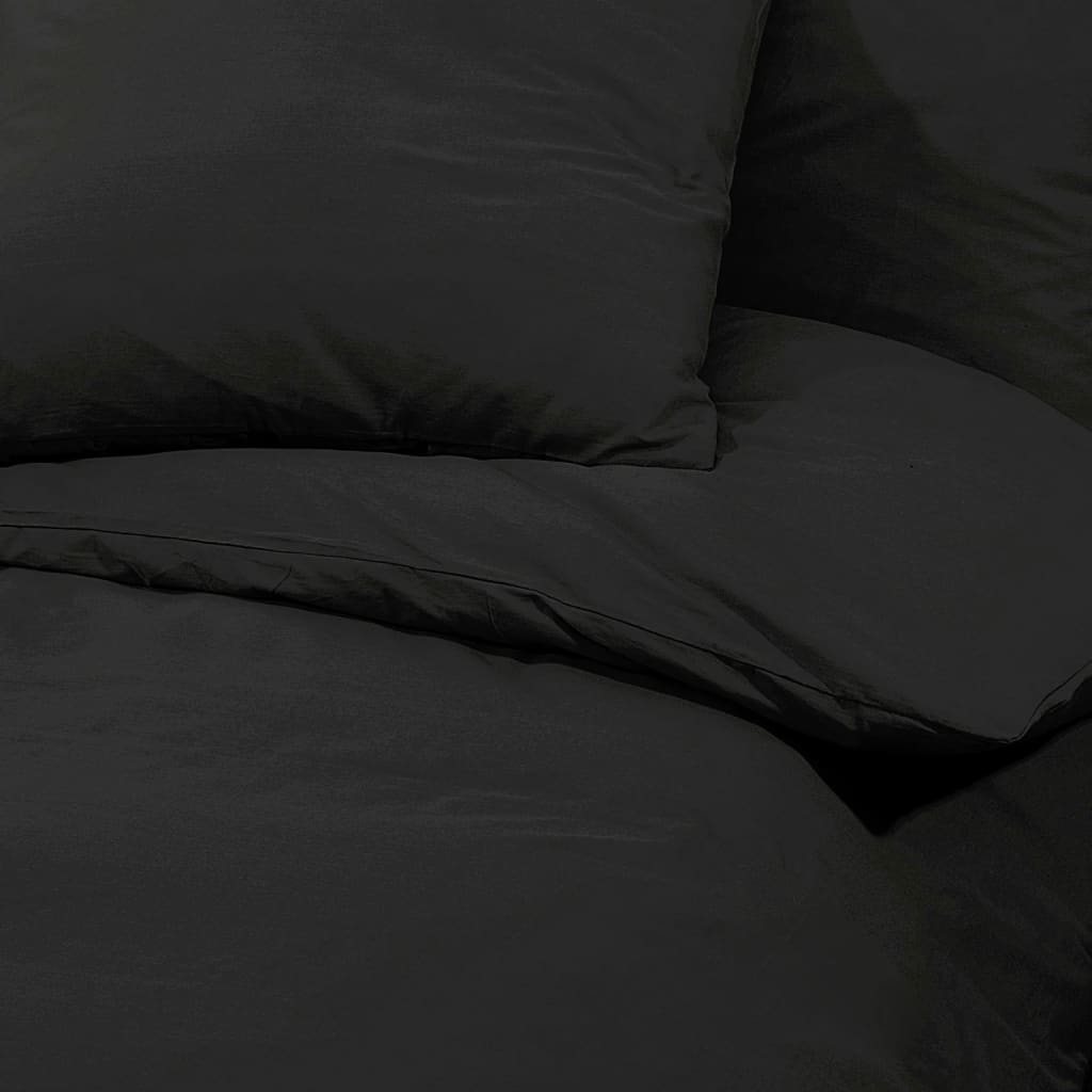 vidaXL Ensemble de housse de couette Noir 135x200 cm Microfibre légère