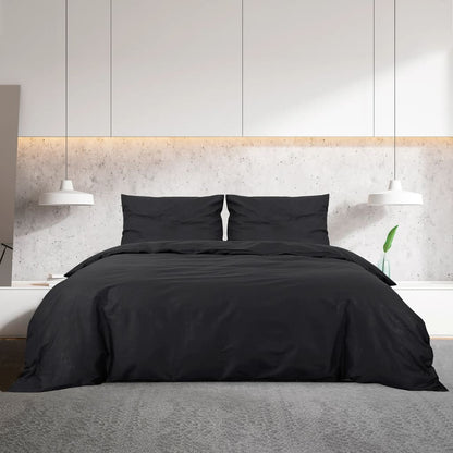 vidaXL Ensemble de housse de couette Noir 200x200 cm Microfibre légère