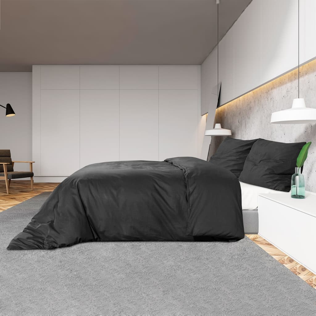vidaXL Ensemble de housse de couette Noir 200x220 cm Microfibre légère