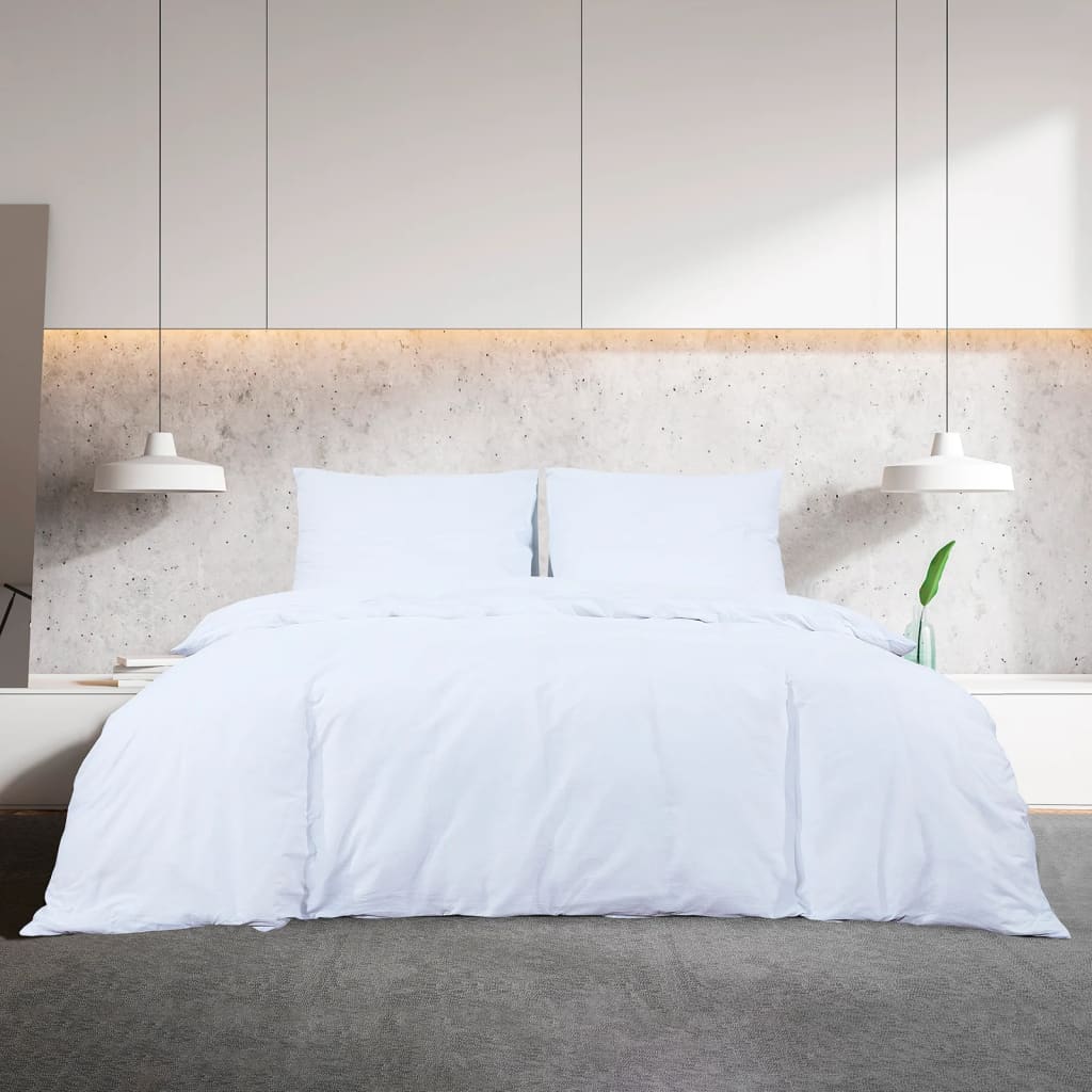 vidaXL Ensemble de housse de couette Blanc 240x220 cm Microfibre