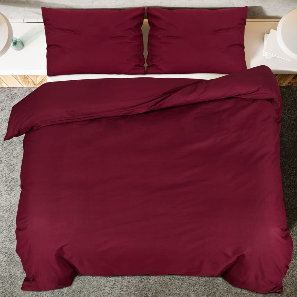 vidaXL Ensemble de housse de couette Bordeaux 200x200 cm Microfibre