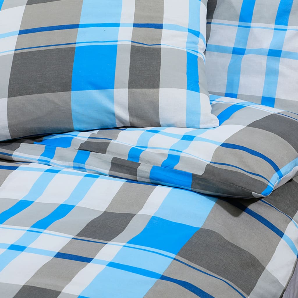 vidaXL Ensemble de housse de couette Bleu et gris 200x200 cm Coton