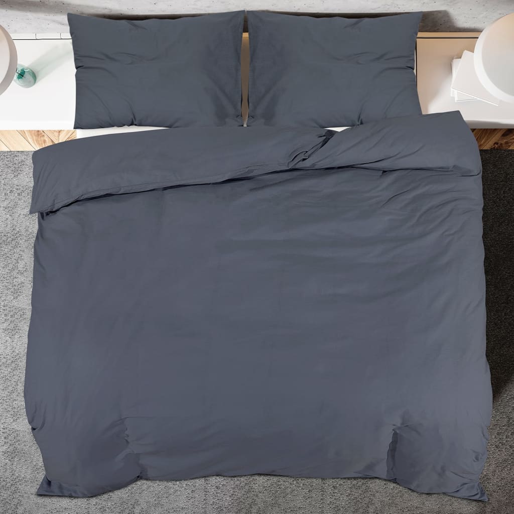 vidaXL Ensemble de housse de couette Anthracite 240x220 cm Coton