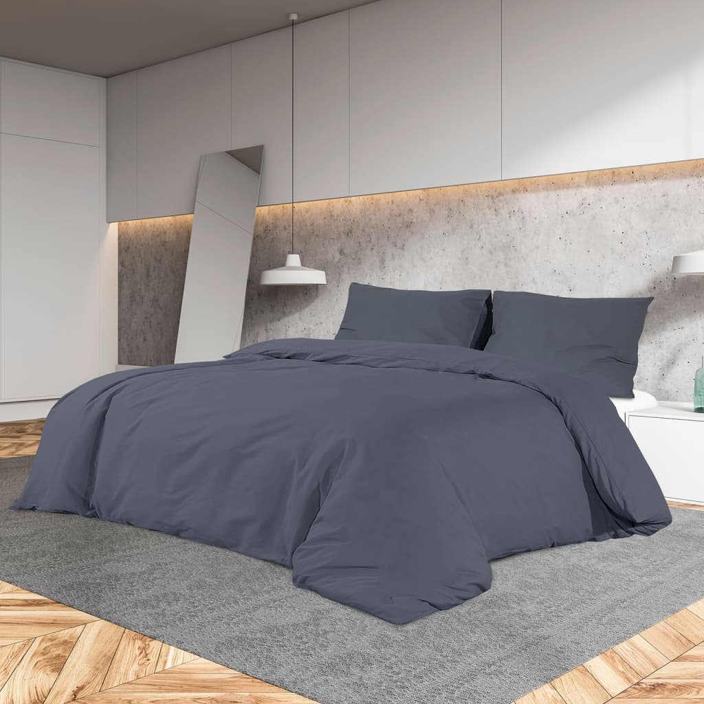 vidaXL Ensemble de housse de couette Anthracite 140x200 cm Coton