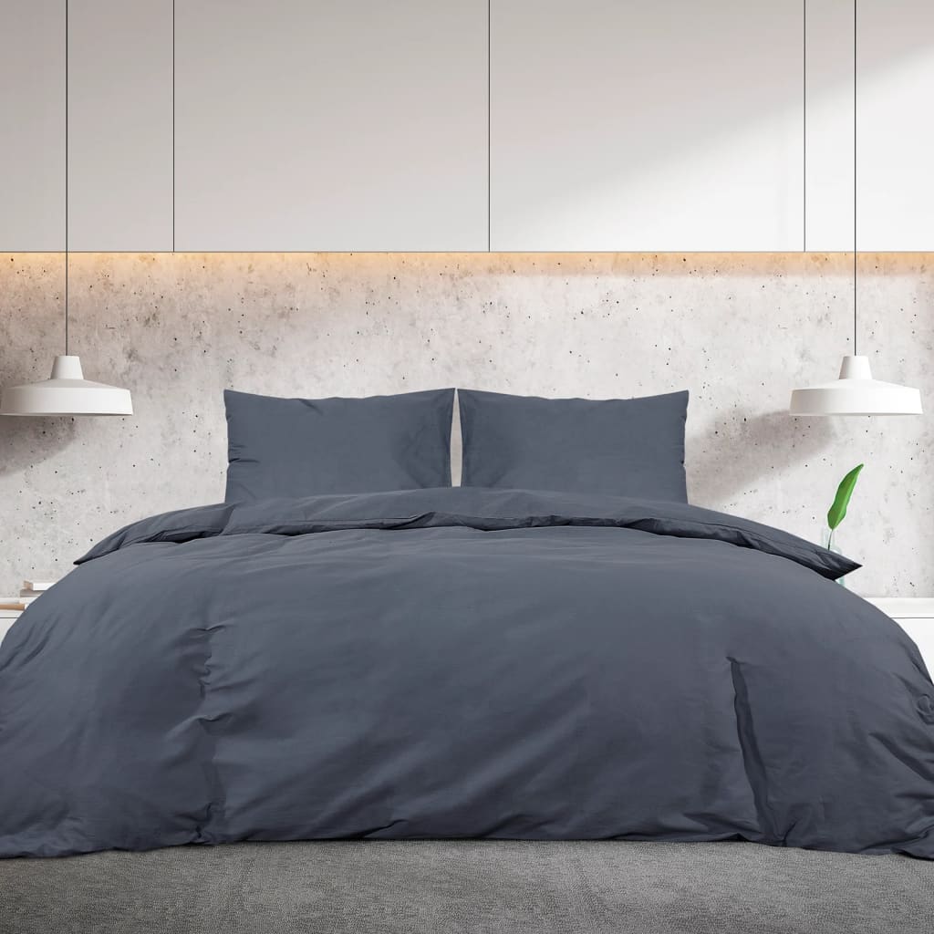 vidaXL Ensemble de housse de couette Anthracite 260x240 cm Coton