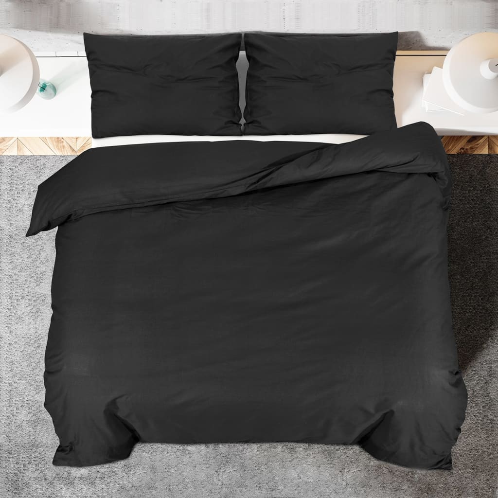 vidaXL Ensemble de housse de couette Noir 135x200 cm Coton