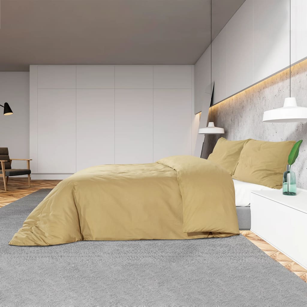 vidaXL Ensemble de housse de couette Taupe 135x200 cm Coton