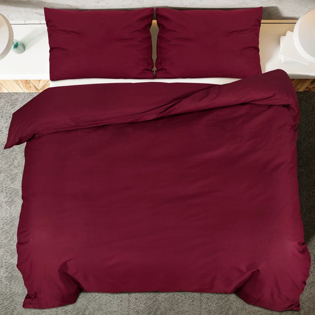 vidaXL Ensemble de housse de couette Bordeaux 240x220 cm Coton