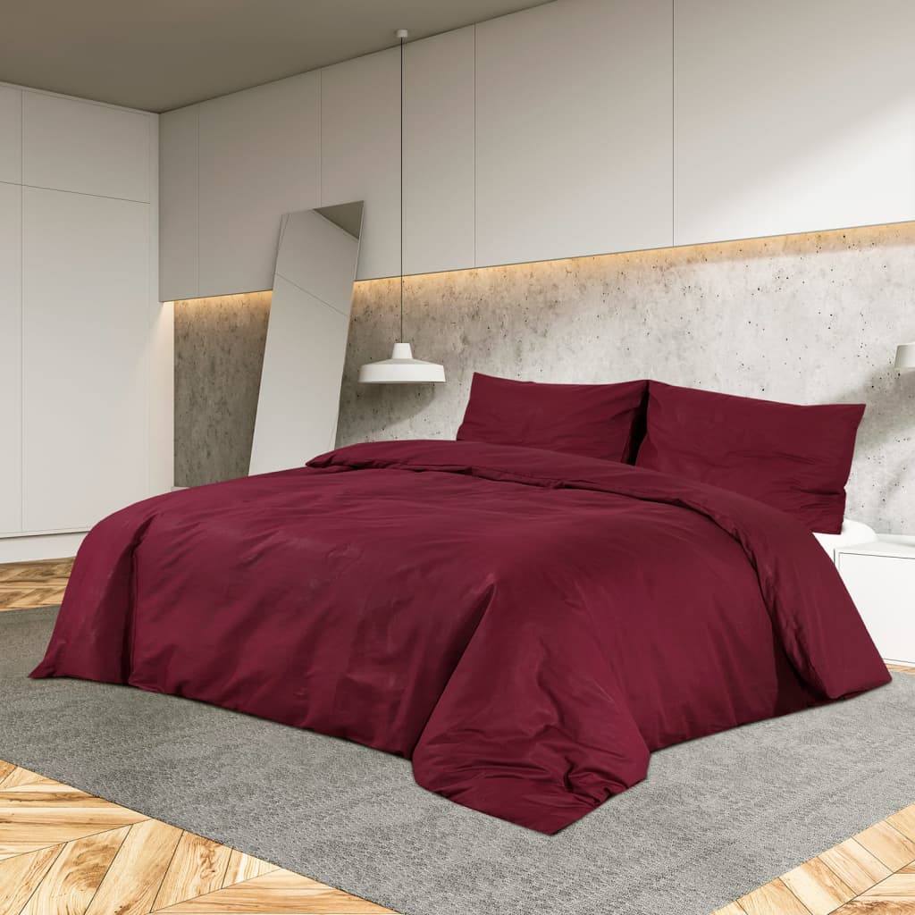 vidaXL Ensemble de housse de couette Bordeaux 220x240 cm Coton