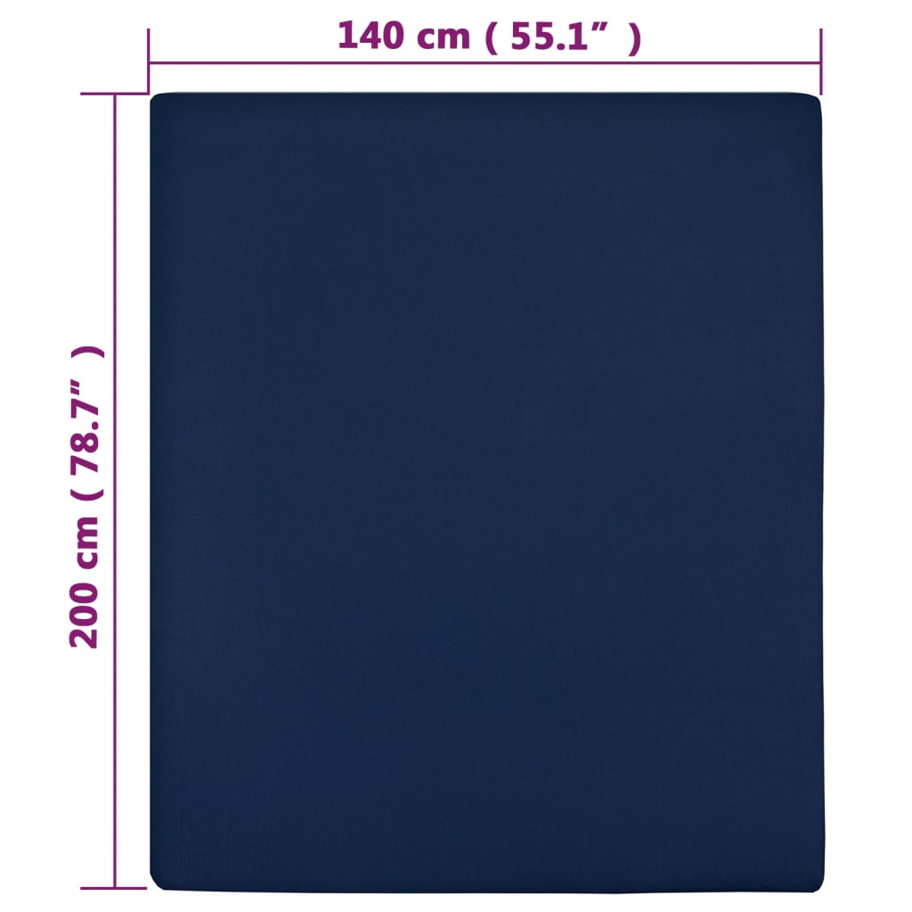 vidaXL Drap-housse Jersey Bleu marine 140x200 cm Coton