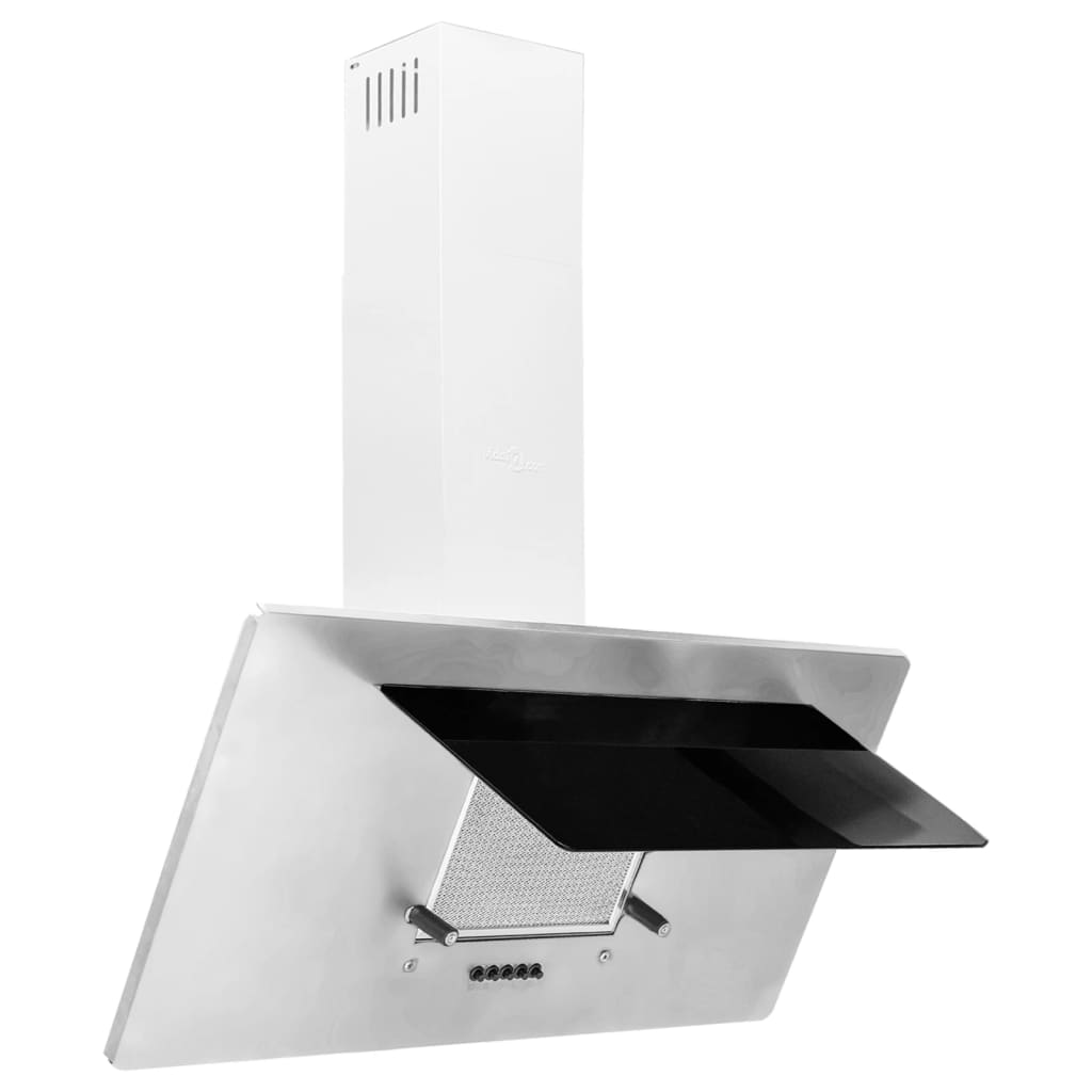 vidaXL Hotte murale 90 cm Acier inoxydable et verre trempé Argenté